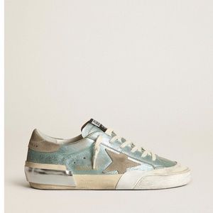 Golden Goose women’s size 39 mint green Super star sneakers.